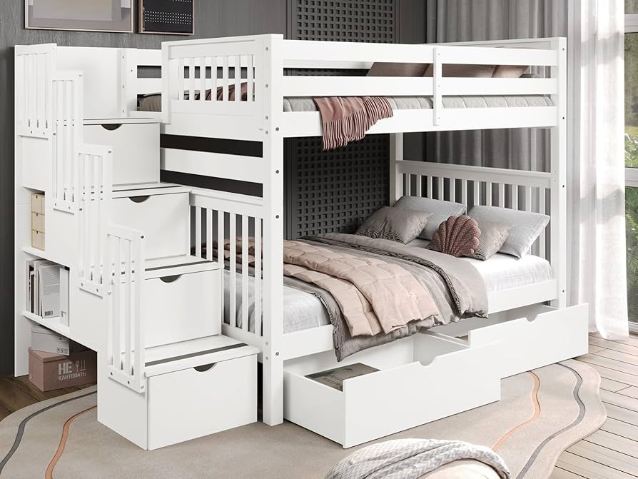 Amazon.com: Bedz King Stairway Bunk Beds Full over Full with